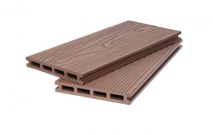 Террасная доска Поли SINGARAJA пустотелая 20х140х5800 мм, VELVET+3D WOOD, Светло-коричневый