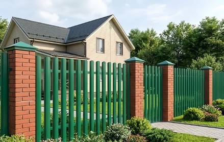 Евроштакетник Modern, Полукруглый 110 мм, полиэстер односторонний, фигурный рез, RAL 6005