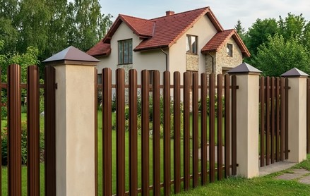 Евроштакетник Modern, Полукруглый 110 мм, полиэстер односторонний, фигурный рез, RAL 8017
