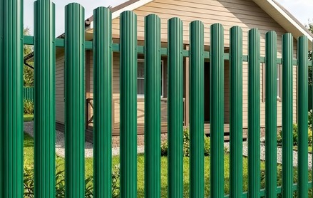 Евроштакетник Modern, Полукруглый 110 мм, полиэстер двухсторонний, фигурный рез, RAL 6005