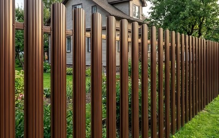 Евроштакетник Modern, Полукруглый 110 мм, полиэстер двухсторонний, фигурный рез, RAL 8017