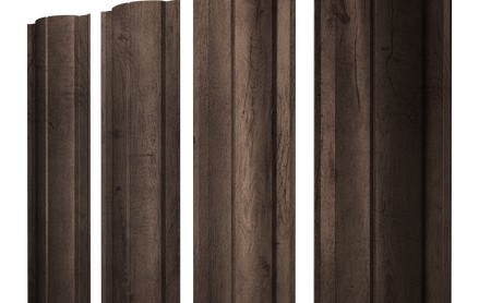 Штакетник Круглый 128 мм, print premium, прямой рез, Almond Wood Fresh