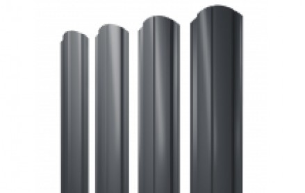 Штакетник Slim, Полукруглый 100 мм, полиэстер, фигурный рез, RAL 7024 Мокрый асфальт