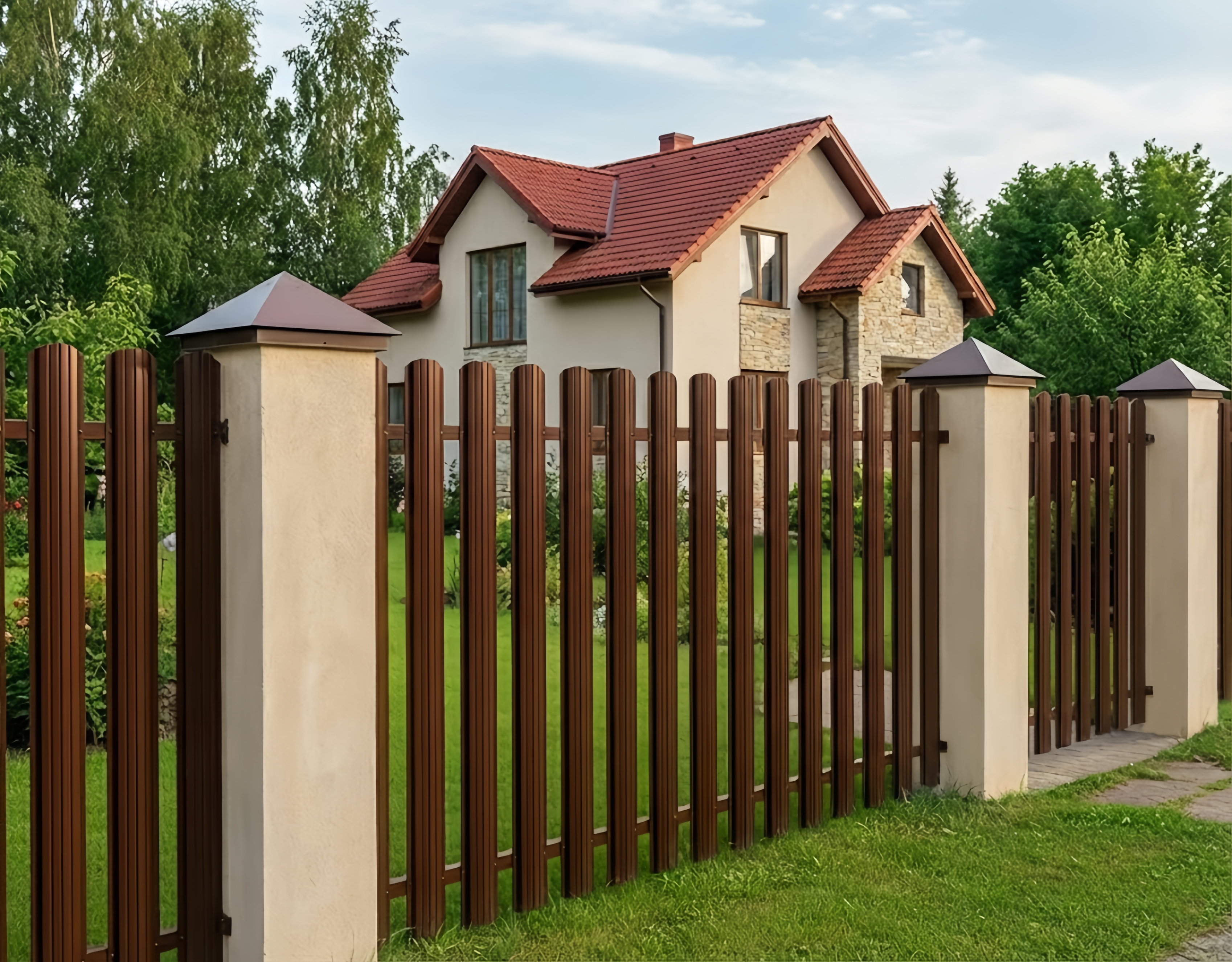 Забор из штакетника Modern RAL 8017, c.Богатое